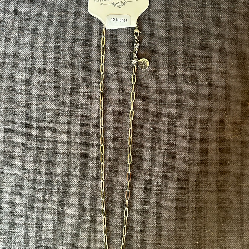 Kinsley Armelle Silver 18” paperclip chain link Necklace NWT